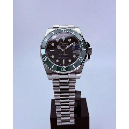 Custom Seiko Mod • Ice Lume Starbucks Submariner • 40mm